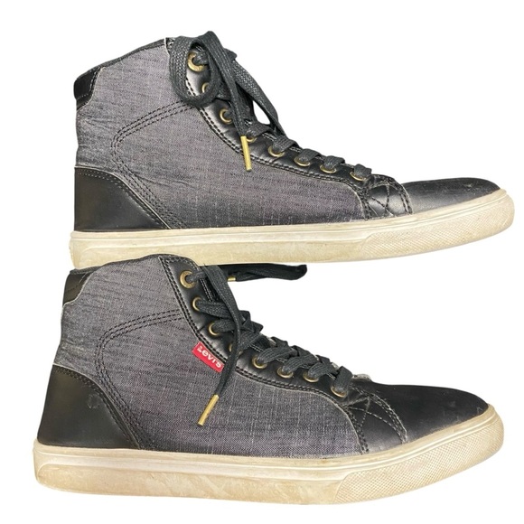 LEVIS Burnish Black Mens Hi Top Sneakers 51681501A Size 9.5 Streetwear Shoes - Picture 1 of 11
